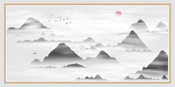 簡(jiǎn)約寫意水墨山水畫