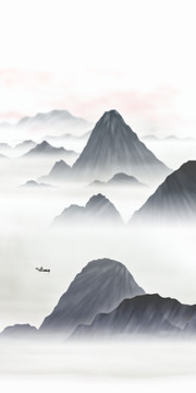 簡(jiǎn)約寫(xiě)意水墨山水畫(huà)