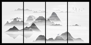 簡約寫意水墨山水畫