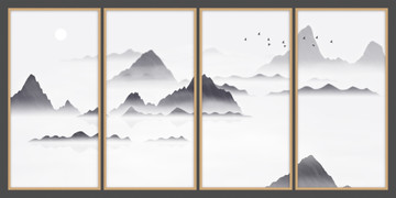 簡約寫意水墨山水畫
