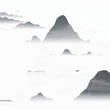 簡約寫意水墨山水畫