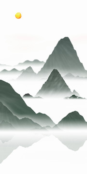 簡(jiǎn)約寫(xiě)意水墨山水畫(huà)