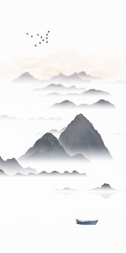 簡約寫意水墨山水畫