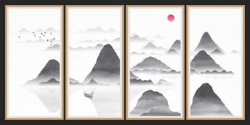 簡約水墨山水畫