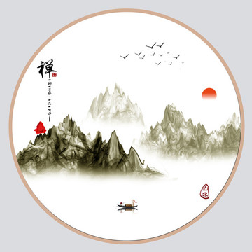 禅境意境山水无框画