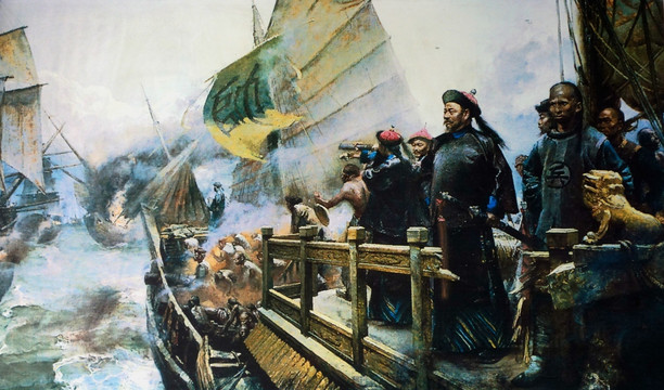鸦片战争海战油画