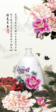 牡丹花浮雕玄關