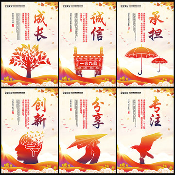 辦公室掛圖誠信承擔(dān)創(chuàng)新分享專注