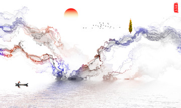 水墨畫抽象山水