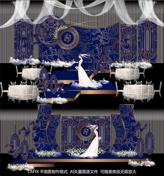 藍(lán)金色主題婚禮背景