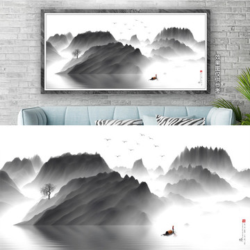 意境水墨山水裝飾畫