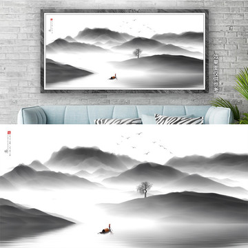 意境水墨山水裝飾畫
