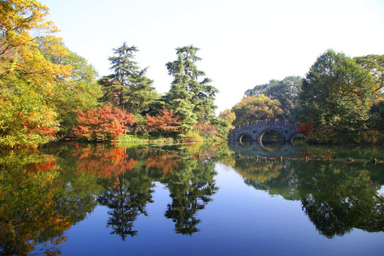 西湖园林秋景