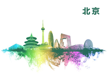 北京地標設計水彩手繪地標