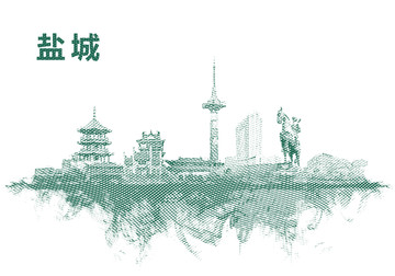 鹽城地標鹽城水彩