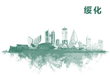 綏化地標綏化水彩