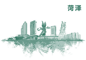 菏澤地標(biāo)菏澤水彩