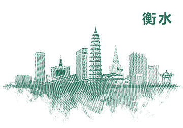 衡水地標衡水水彩