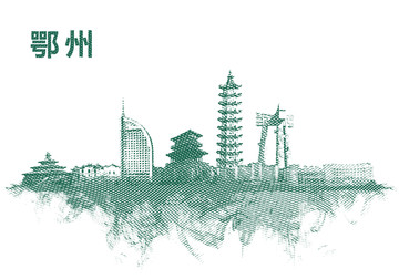 鄂州地標(biāo)鄂州水彩