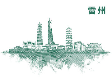 雷州地標(biāo)雷州水彩