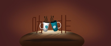 咖啡干杯插画海报BANER
