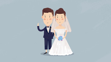 情侶婚紗手繪插畫