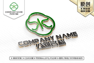 水字母LOGO設計綠色標志