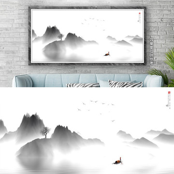 意境抽象水墨山水畫