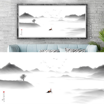 禪意水墨山水畫