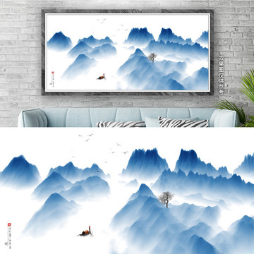 禅意水墨山水画