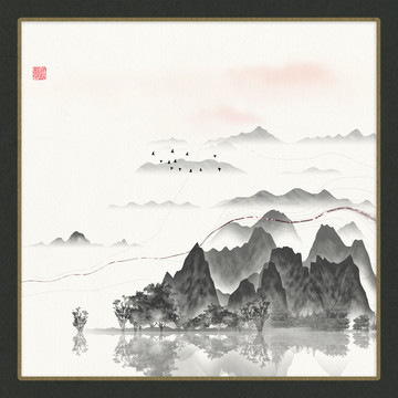 新中式無框畫