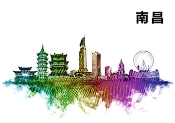 南昌地標(biāo)設(shè)計(jì)水彩手繪地標(biāo)