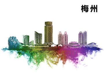 梅州地標梅州水彩