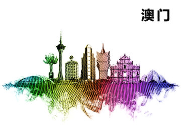 澳門地標(biāo)設(shè)計水彩手繪地標(biāo)