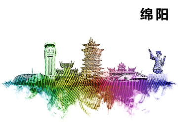 綿陽(yáng)地標(biāo)綿陽(yáng)水彩