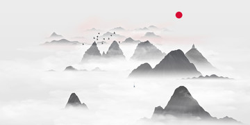 掛畫(huà)云霧水墨畫(huà)