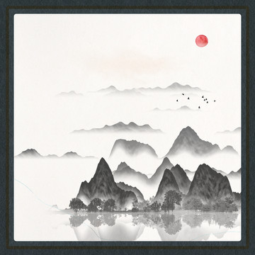 掛畫云霧水墨畫
