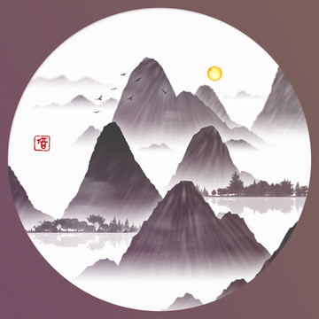 意境中國風(fēng)壁畫墨韻水墨畫