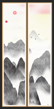 風(fēng)水禪意屏風(fēng)畫(huà)家居山水畫(huà)