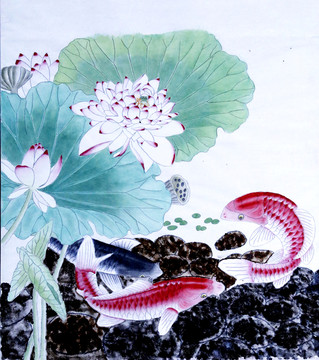 荷花國畫