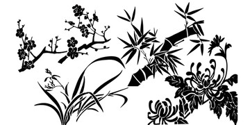 梅蘭竹菊大像素剪影