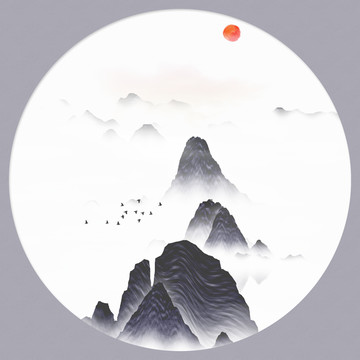 風(fēng)水禪意屏風(fēng)畫家居山水畫