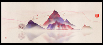 風(fēng)水清雅風(fēng)景畫寫意山水畫