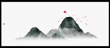 風水清雅風景畫寫意山水畫