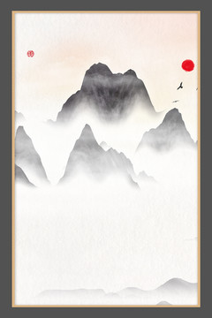 風(fēng)水清雅風(fēng)景畫寫意山水畫