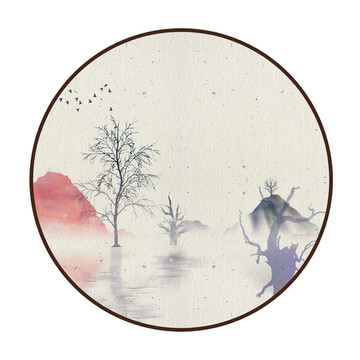 水彩水墨掛畫