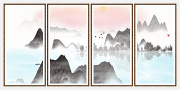 原創(chuàng)水墨山水無(wú)框畫