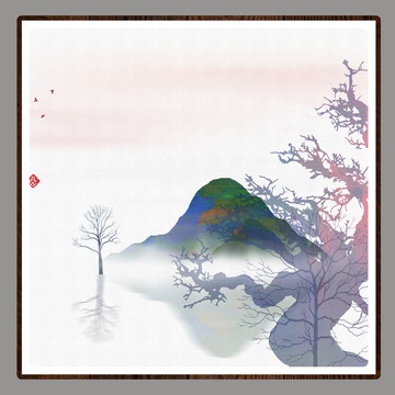 原創水墨山水無框畫