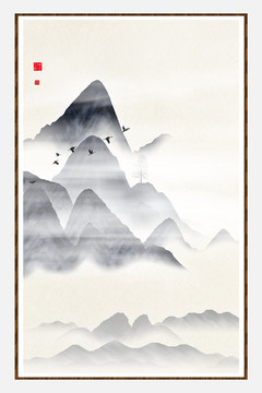 客廳水墨意境裝飾畫