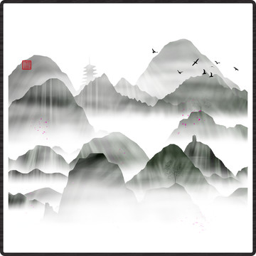 現(xiàn)代抽象水墨山水畫